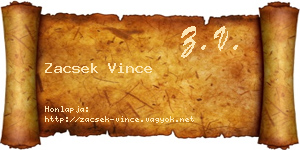 Zacsek Vince névjegykártya
